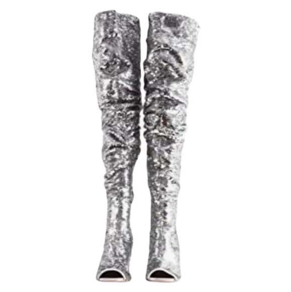 Thigh High Silver Boots NWT SZ 6-11 AVAILABLE - Picture 4 of 5